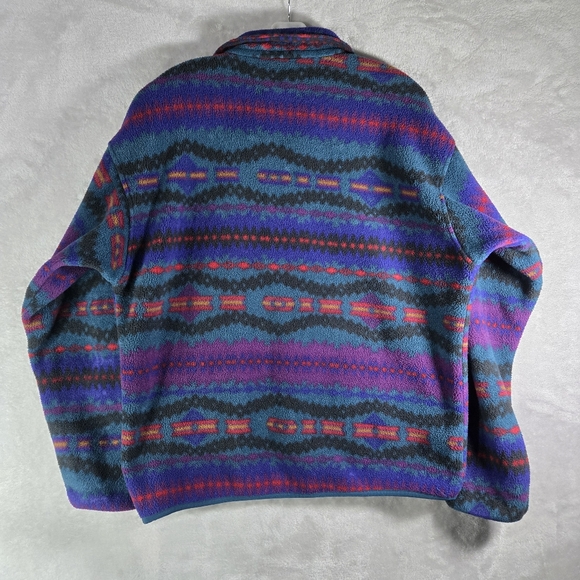Patagonia Synchilla Snap-T Sacajawea Bluegrass Aztec Men Size Large Blue Vtg USA - Picture 2 of 11